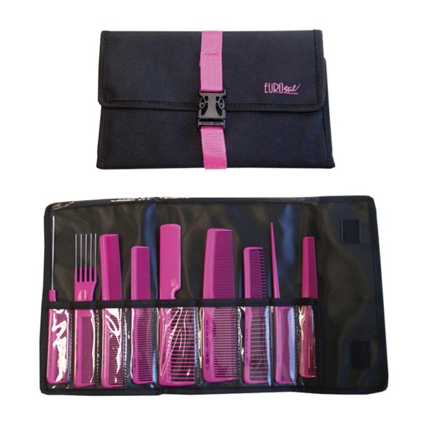 Eurostil estuche profesional 9 peines colores con cierre 1un