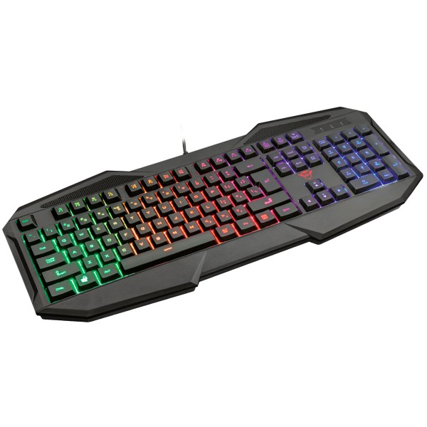 Trust gxt830rw avonn teclado gaming negro con iluminación rainbow wave cable usb 12 teclas multimedia