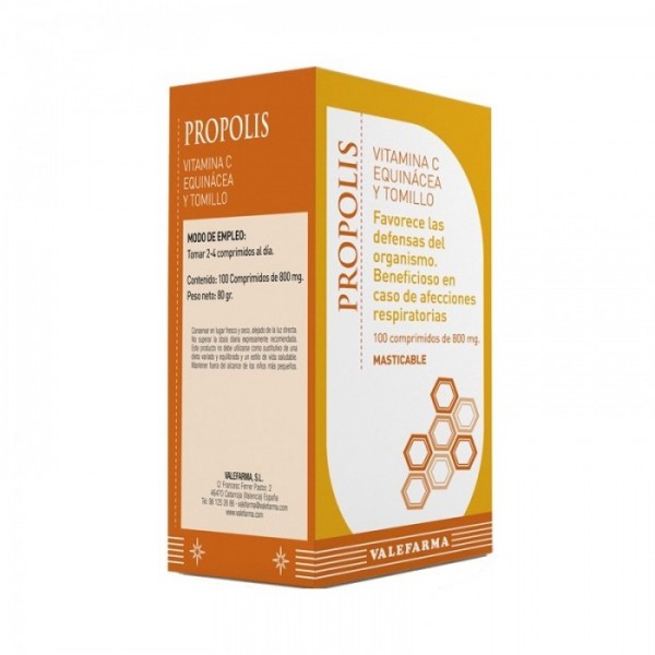 Propolis Vit C Equinacea Y Tomillo Valefarma 100 Comp Masticables