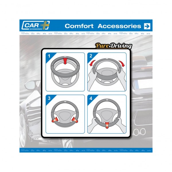 Funda de Volante Transpirable tipo Polipiel, con efecto Piel en Color Negro, Universal para Volnates 39-41cm diametro