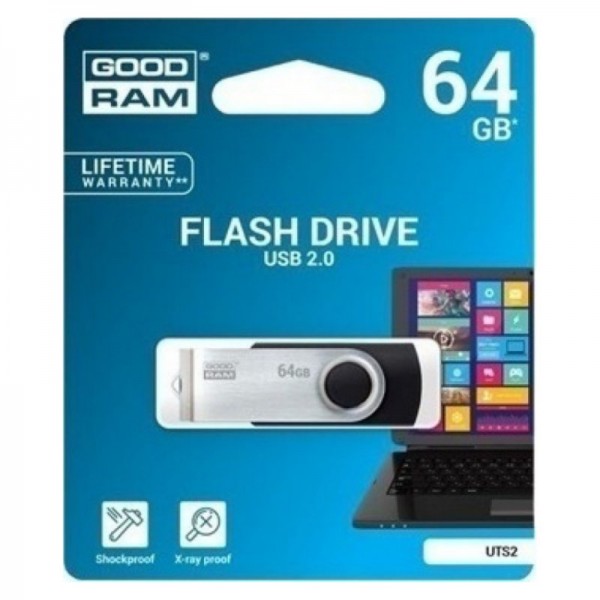 Goodram uts2 lápiz usb 64gb usb2.0 negro