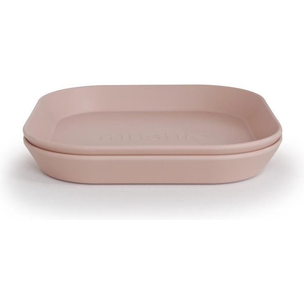 Mushie Plato Cuadrado Infantil 6m Blush 2 Uds Re
